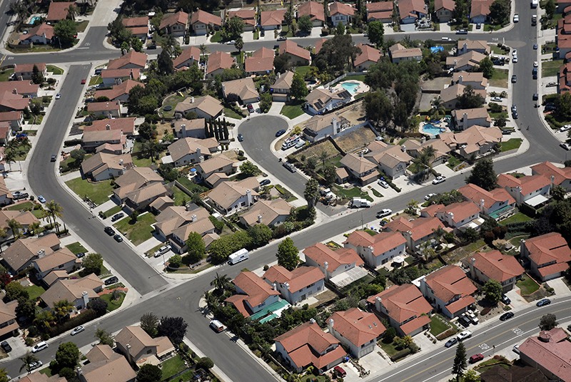 Aerial view of California neighborhood