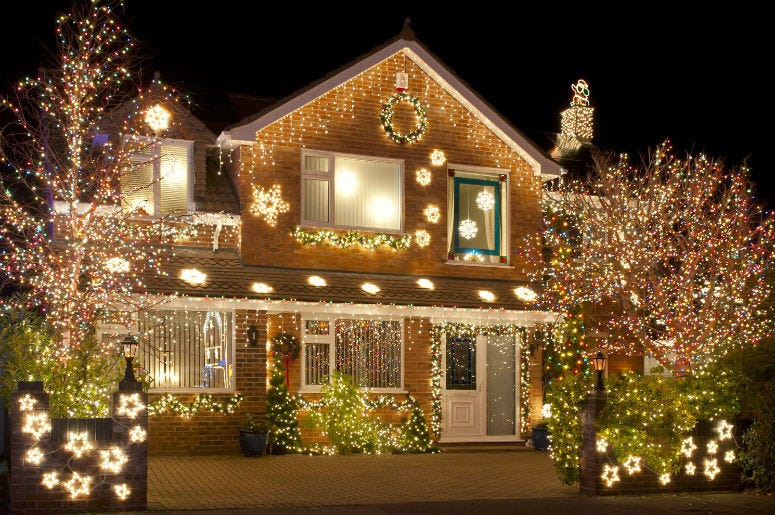 holiday lights on home