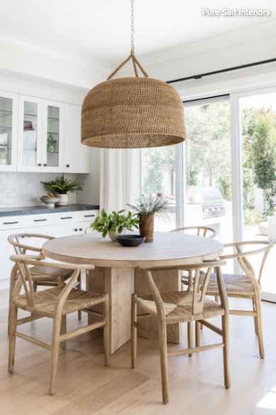 dining room with wicker accents