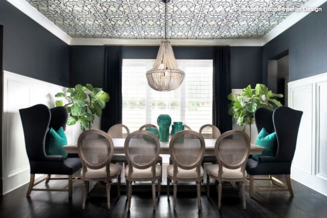 modern dining room with bold accents