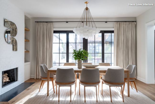 dining room with unique chandelier